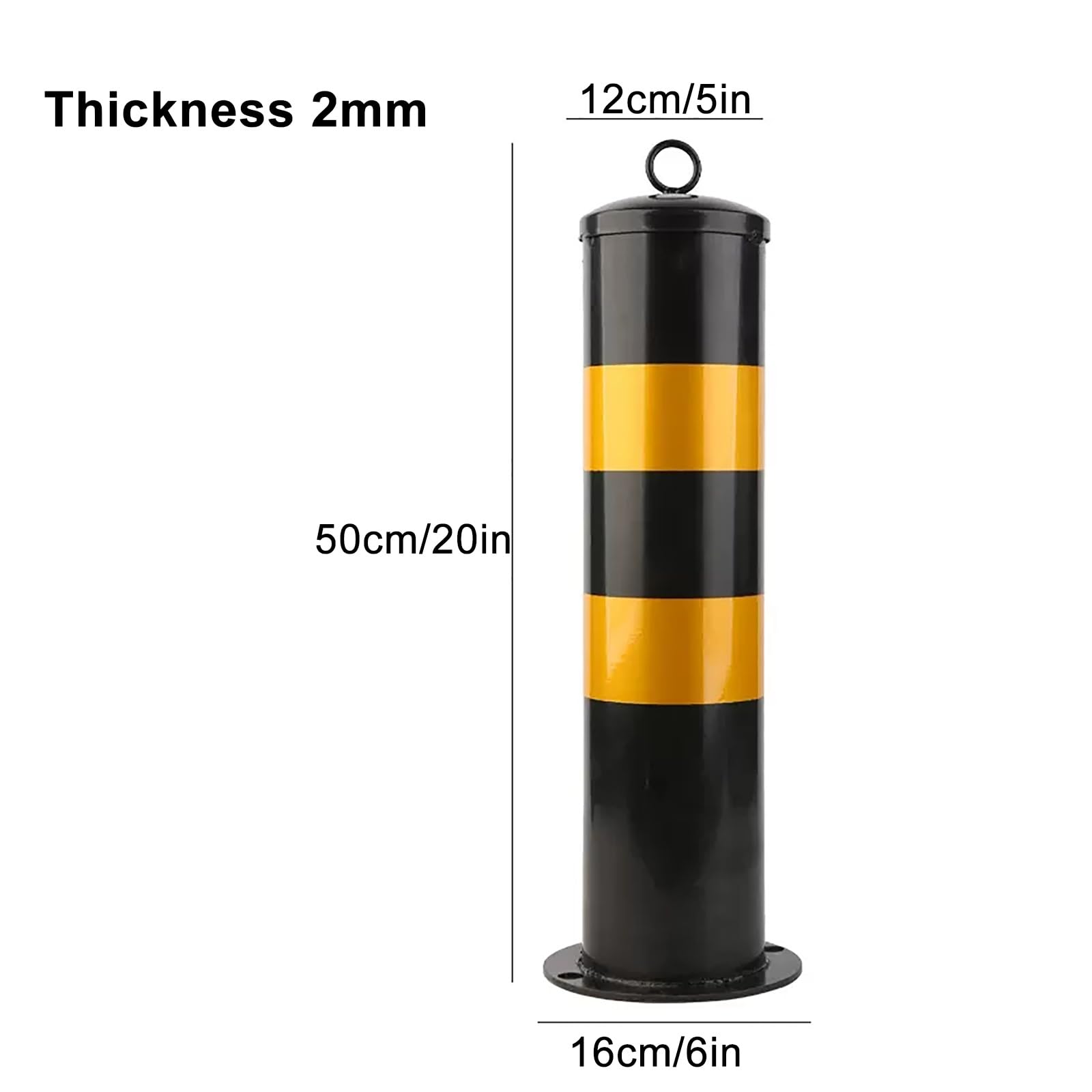 Dissuasori di sicurezza in acciaio resistente, paletti di delimitazione per parcheggio per il controllo del traffico in vialetto (50x16 cm)
