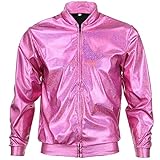 chaqueta ducati 80s Chaquetas aisladas Mezcla de 70s 80s 90s Rosa Calidad Metálico Brillante Rave Bomber Chaqueta Holograma Festival Fancy Dress