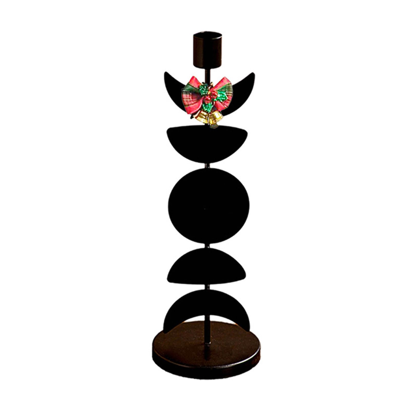 Buxuaaaa Rust-Resistant Iron Taper Holder with Patterns, Bowknot for Holiday Gatherings and Bedroom Ambiance Iron Christmas Candlestick