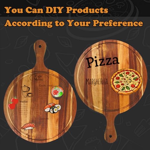 Tablas de cortar redondas de madera de acacia con mango, pack de 12 piezas para frutas, pan, pizza y vegetales miniatura 3