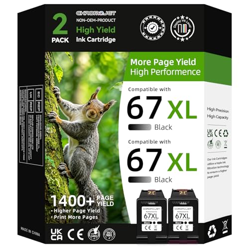 Printer Ink 67 Compatible for HP 67 Black Ink Cartridge Compatible for...