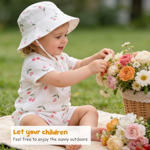 Baby Sun Hat Infant Toddler Summer Bucket Hat, Medical Cotton Yarn Sun Hats for Baby Boys Girls 6-24 Months — view 3