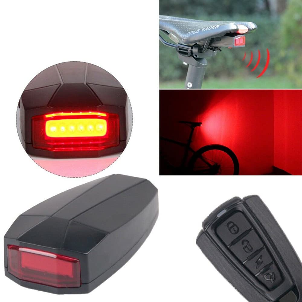 Baceyong Zestaw tylnych świateł rowerowych LED, alarm antykradzieżowy, ładowany przez USB, pilot zdalnego sterowania, ochrona przed kradzieżą, pilot zdalnego sterowania, lampa rowerowa USB