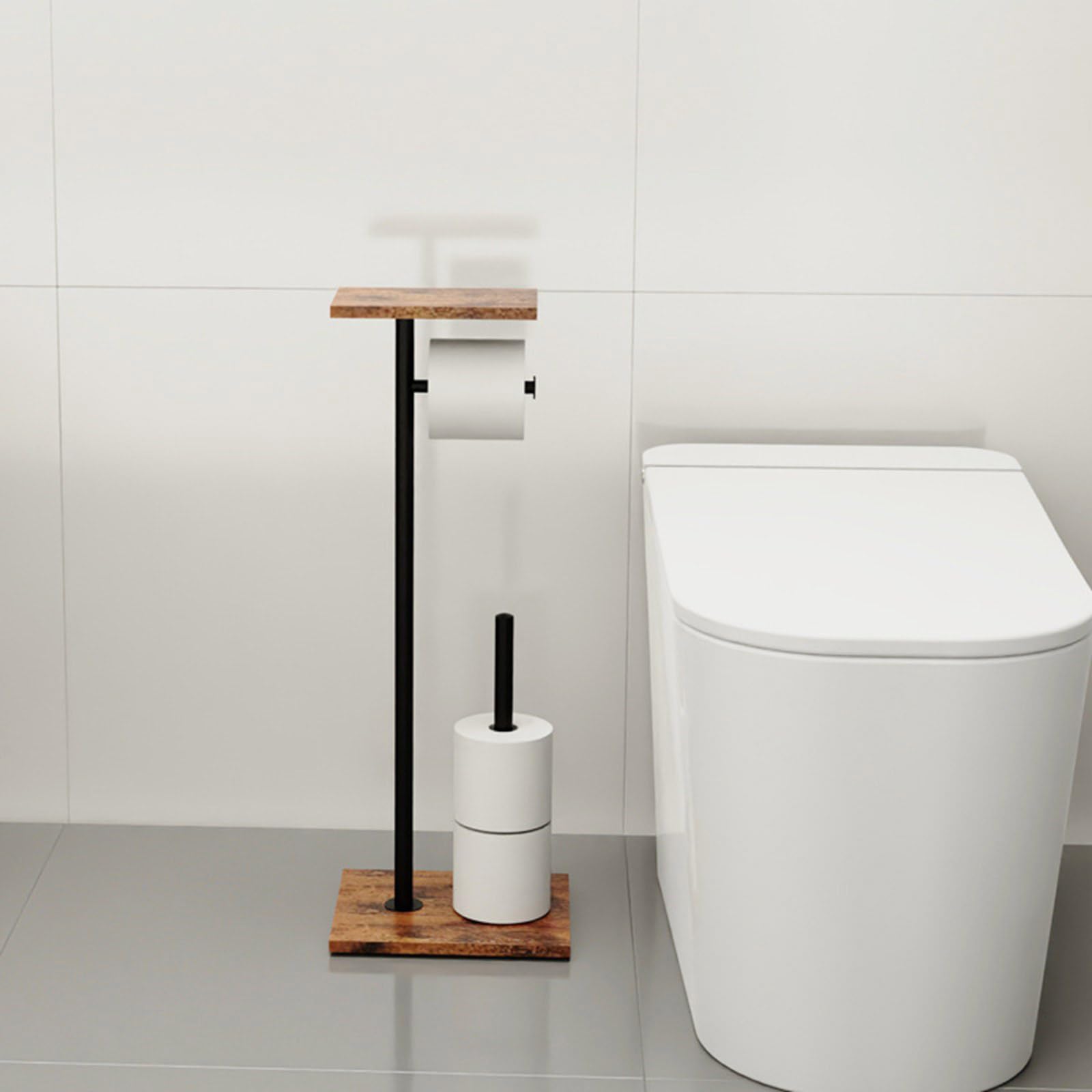 Porta fazzoletti da in legno, dispenser da bagno quadrato con piattaforma superiore, supporto stabile e indipendente per proprietario fazzoletti da bagno design per la casa