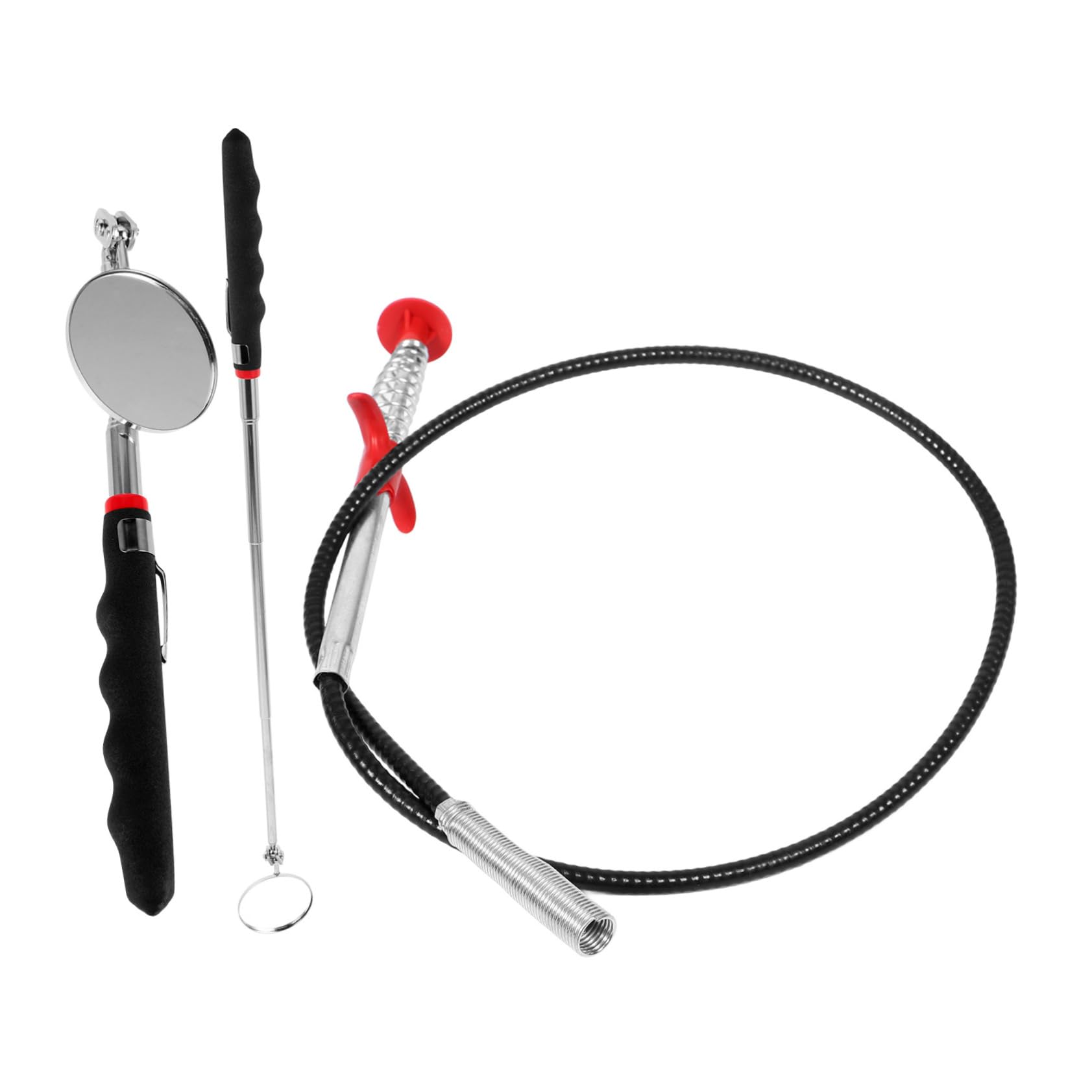 BELLIFFY Automotive Inspection Tool Set Telescopic Mechanic Mirror Grabber Reacher