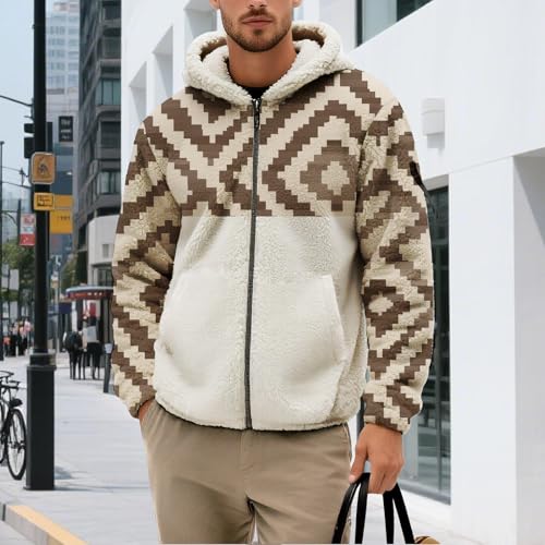 Mens Aztec Print Hoodie Tribal Style Flannel Sweatshirt Fall Fashion Hooded Jacket Casual Full Zip Tops With Pocket2