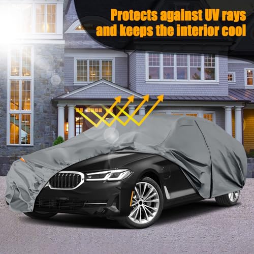 Image of Waterproof Premium Car Covers Replace for 2011-2025 BMW 5 Series,10 Layers Heavy Duty with Cotton Liner All Weather Car Cover with Zipper Door, Windproof Bands for Snow Rain Dust Protection