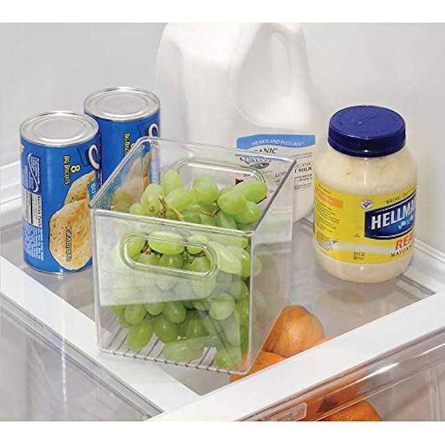 iDesign Kitchen Binz BPA-Free Plastic Deep Stackable Organizer with Handles - 8 x 8 x 6, Clear (Pack of 2)