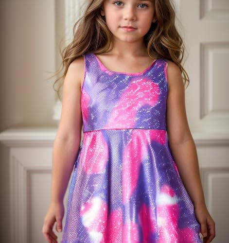 KISSOURBABY Girl's Summer Dresses Sleeveless Swing Midi Casual Sundress Glittery4