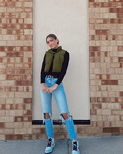 Image of SySea Women's Crop Puffer Vest Winter Zip Up Lightweight Sleeveless Warm Outerwear Padded Coat