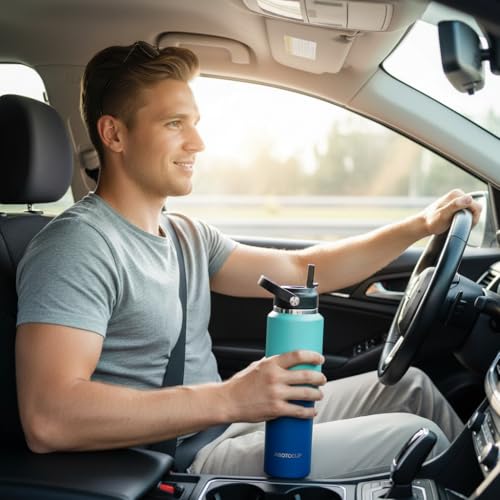 Image of Insulated Water Bottle 40oz with Straw /Spout Lids, Stainless Steel Water Bottles Keep Cold 24h&Hot 12h, Metal Water Bottle with Straw that Fits in Cup Holder, Water Bottle Leak-proof,BPA Free