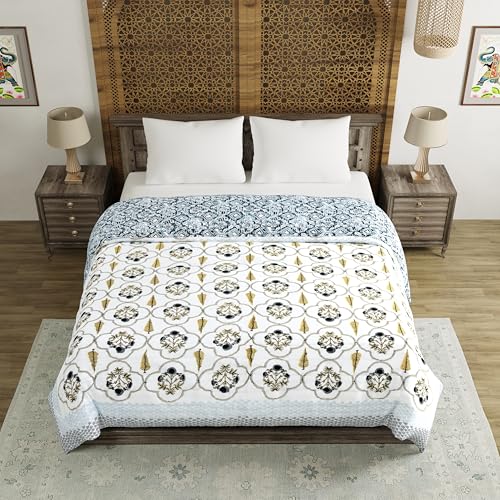 Image of BLOCKS OF INDIA Hand Block Printed Cotton King Size Quilt /Rajai | Design 56
