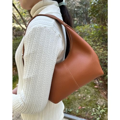 Image of Hobo Women's PU Leather Shoulder Tote Clutch Crescent Slouchy Bag with Zipper Closure and Top Handle