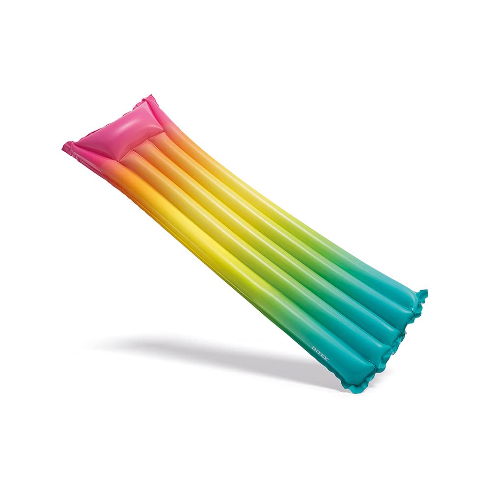 Intex 58721EU - Colchoneta Hinchable INTEX, colchoneta arcoíris, 53x170x15 cm, colchoneta para la Playa, colchoneta Inflable Multicolor, Tumbona Hinchable