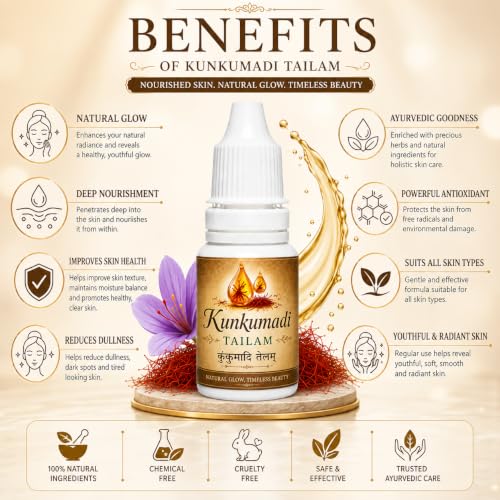 Image of Kunkumadi Tailam Ayurvedic Face Oil, 15ml | Saffron Infused, Skin Brightening, Natural Glow & Radiance, For All Skin Types
