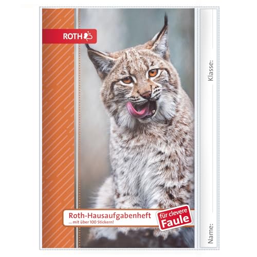 ROTH Hausaufgabenheft für clevere Faule Kids & Tiere 2026/2027 A5 Schülerkalender mit vorgetragenem Stundenplan & Stickerbögen 1 Woche auf 2 Seiten Hausaufgabenplaner für Schüler (Luchs)
