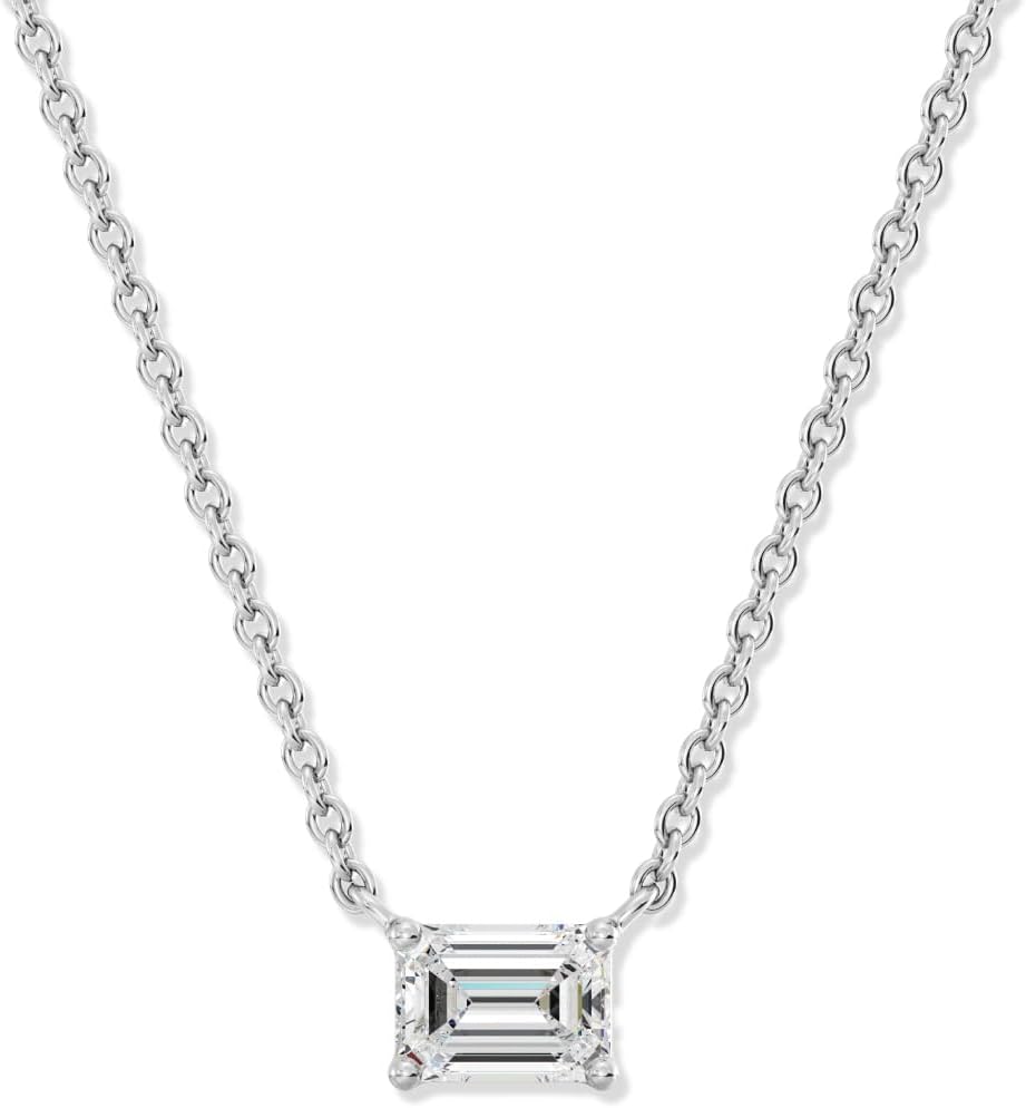 GILDED 1/2 CTTW Lab-Grown Diamond Solitaire Pendant, Sterling Silver, 18" Chain, Tarnish-Resistant, Ethical Jewelry, Gift-Ready for Women