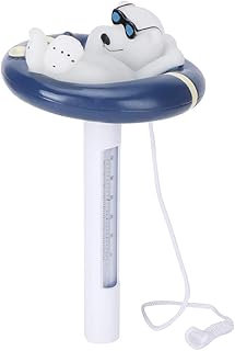 Pool Thermometer, Floating Pool Thermometer, Temperature Gauge Cartoon Polar Bear Shape with String for Swimming Pool Spa Hot Tub Pond