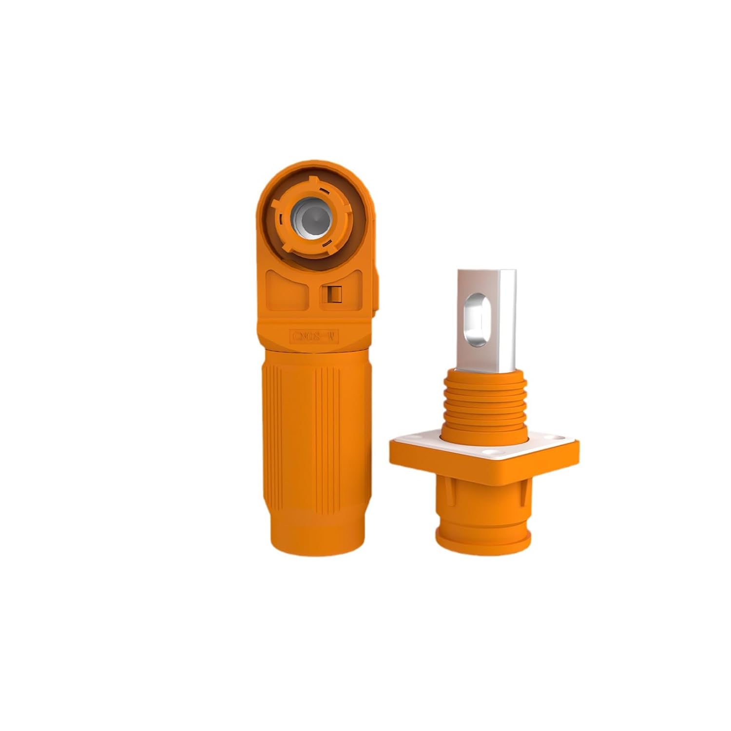 200A Battery Energy Storage Connector, 50mm² High Current Connectors IP67 Waterproof Copper Plate Wiring Power Adapter Quick Plug Terminal Right Angle Plug and Socket （1500V Orange