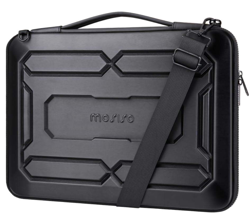 MOSISO 15.6 inch Hard Shell Laptop Sleeve Shoulder Bag, Waterproof Shockproof Protective EVA Computer Bag Carrying Case Compatible with MacBook Pro 16, 15-16 inch Lenovo, HP, Dell, Notebook, Black