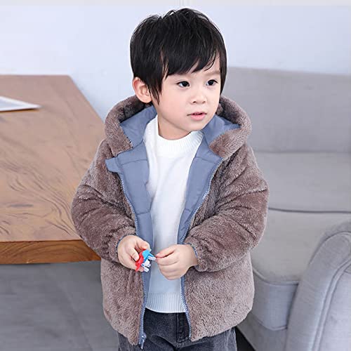 Toddler Boys Girls Thick Fluff 𝗛ooded Coat Fleece Ears Zipper Windproof Outerwear Winter Warm Jacket2