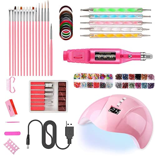 FeiMOCAT Nail Art, Fashion Nails Beauty Sets with Nail Machine Glitter, Nail Art Tools, Nail Decoration, UV Nail Lamp