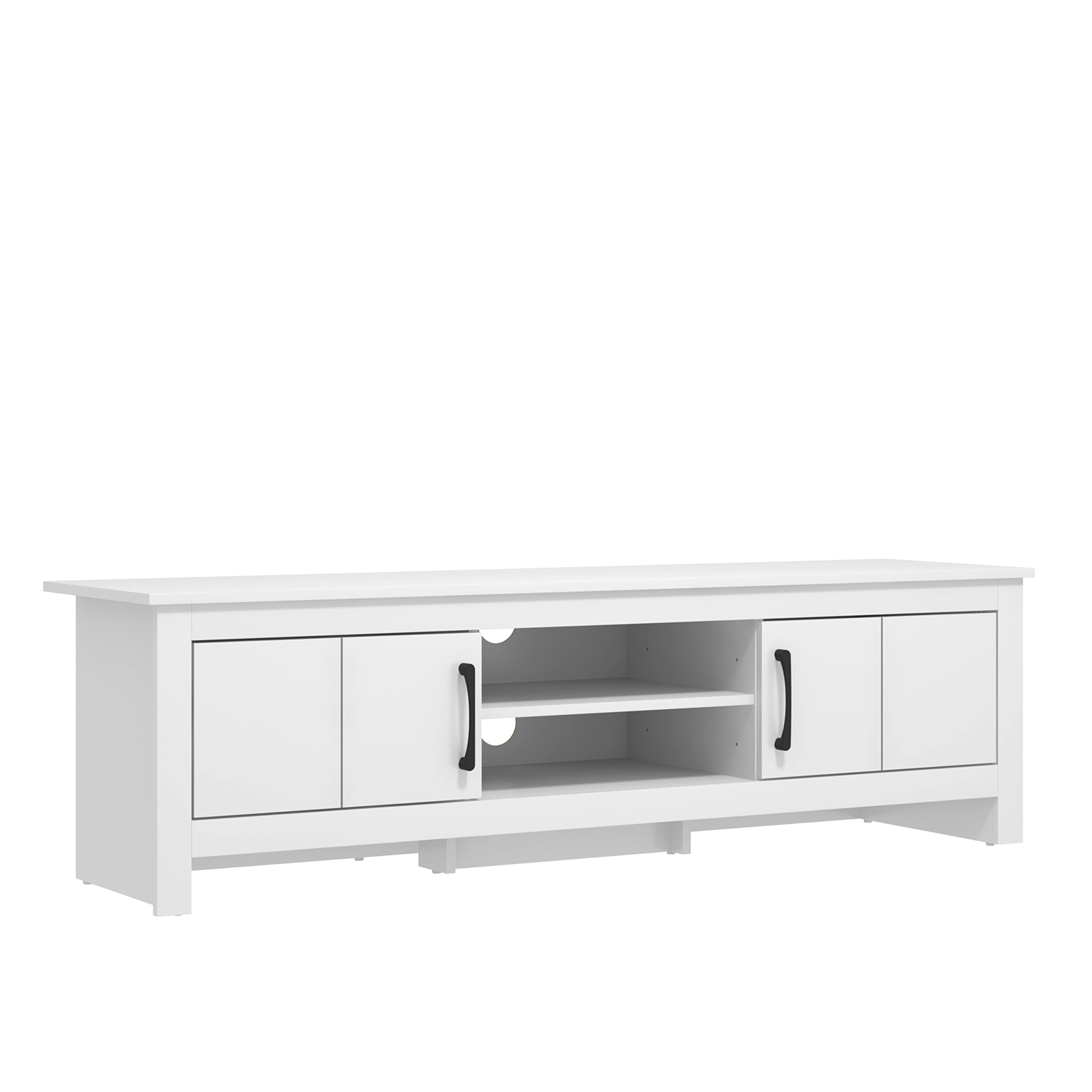 Galano Limestone Wide TV Stand – 150 cm Entertainment Unit for TVs up to 65 Inches – 2-Door Storage Cabinet – White Finish