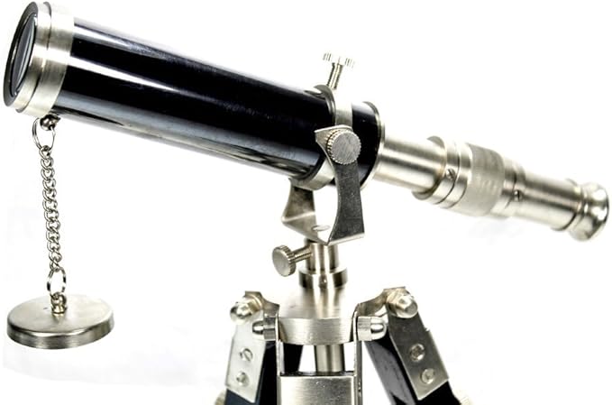 Telescopio de escritorio con trípode - Decoración vintage plateada miniatura 2