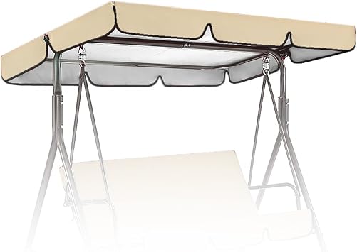 Replacement Canopy for Swing Seat, Swing Chair Canopy Replacement, 2 & 3 Seater Hammock Cover with 4 Reinforced Corner Pockets, Waterproof Sun Shade,Beige,142 * 120 * 18cm [Energy Class A]