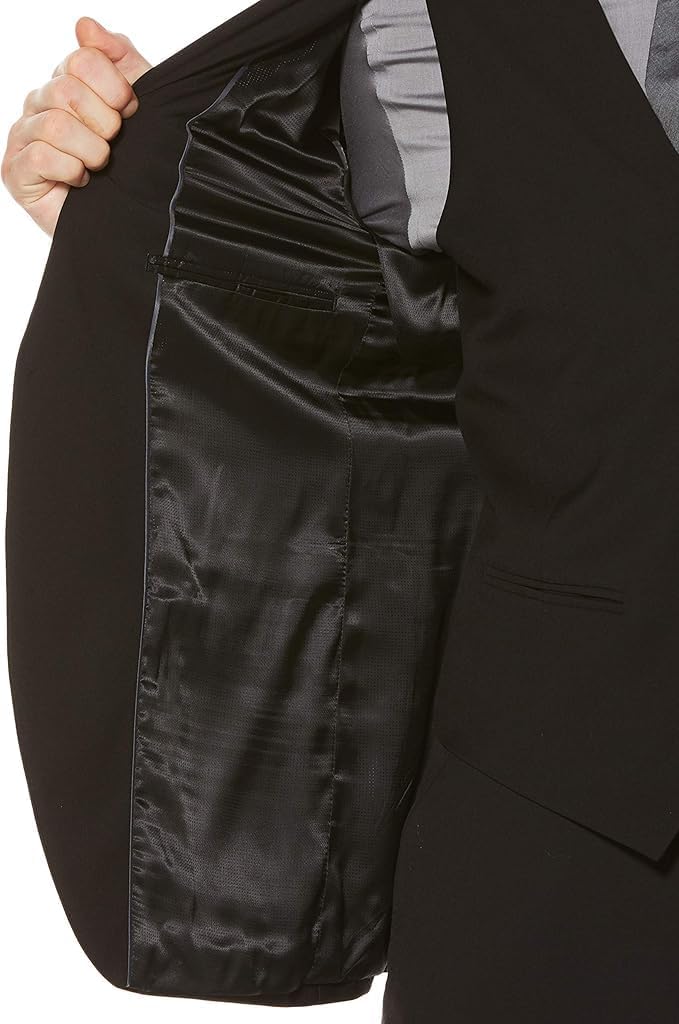 Perry Ellis Men's Solid Stretch Suit Jacket with Chest Pocket, Two-button Closure, Two Front Flap Pockets, Textured Fabric - Image 4
