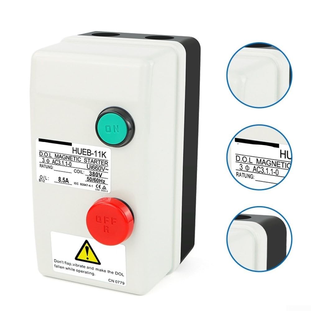 Adecuadamente protegido: el arrancador magnético de motor eléctrico de 3 fases viene equipado con protecciones de sobrecarga integradas a 380 V (3.5-5 A)