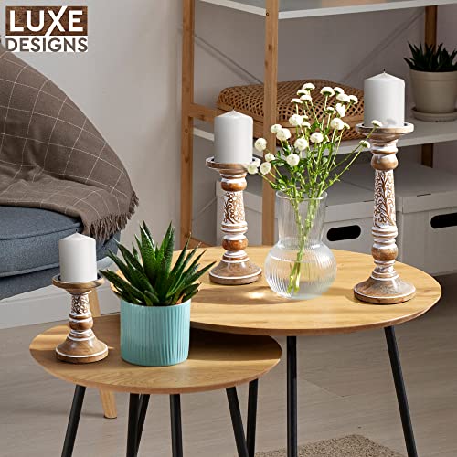 Pillar-Candle-Holders-Rustic-White-Hand-Carved-Mango-Wood-Candle-Holders-for-Pillar-Candles-in-Home-Living-Room-Kitchen-or-Table-Centerpiece-Set-of-3-Candlestick-Holders-6-9-12-for-Home-Decor Pillar Candle Holders Rustic White Hand Carved Mango Wood Candle Holders for Pillar Candles in Home Living Room Kitchen or Table Centerpiece Set of 3 Candlestick Holders 6 9 12 for Home Decor