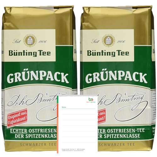 Bens Garden Bundle: Bünting Tee Grünpack lose 2x500g inkl Notizblock