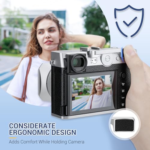 Image of GFX100RF Foldable Thumb Up Grip Rest Holder for Fujifilm GFX100RF - Silver | GFX 100RF Thumb Grip w Built-in Cold Shoe Mount & Hot Shoe Cover Protector Thumb Rest Support,Not Affect Use of Camera Button