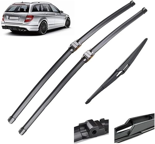 Car Wiper Front Rear Wiper Blades Set Compatible with Mercedes Benz C Class W204 2009-2012 Windshield Windscreen Window 24"+24"+12"