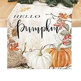 Fall Decor Table Runner 72 Inches Long, Pumpkin Orange Dresser Scarves Thanksgiving Kitchen Dining Table Setting Decoration for Holiday Party Wedding