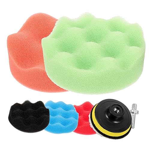 Wakauto 1 Set Car Wash Sponge Car Wash Accessories Car Polishing Kit Polishing Pads Kit Car Polishing Pad Car Wax Metal Cosmetic