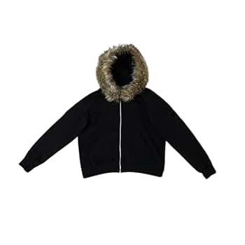 Ponitrack Unisex Zip Up Hoodie Men Fur Hood Jacket Grunge
