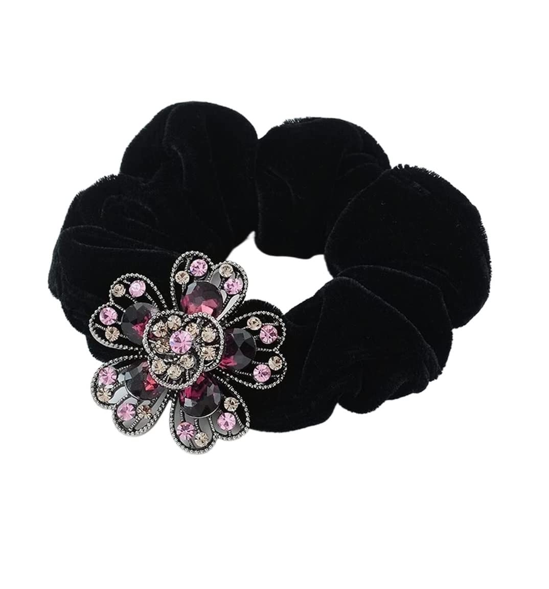 Scrunchies Per Capelli Anello Per Capelli Legato Corda Per Testa Fiore Gioielli Cravatta Elastico Per Flanella Elastici Per Coda Di Cavallo(Pink)