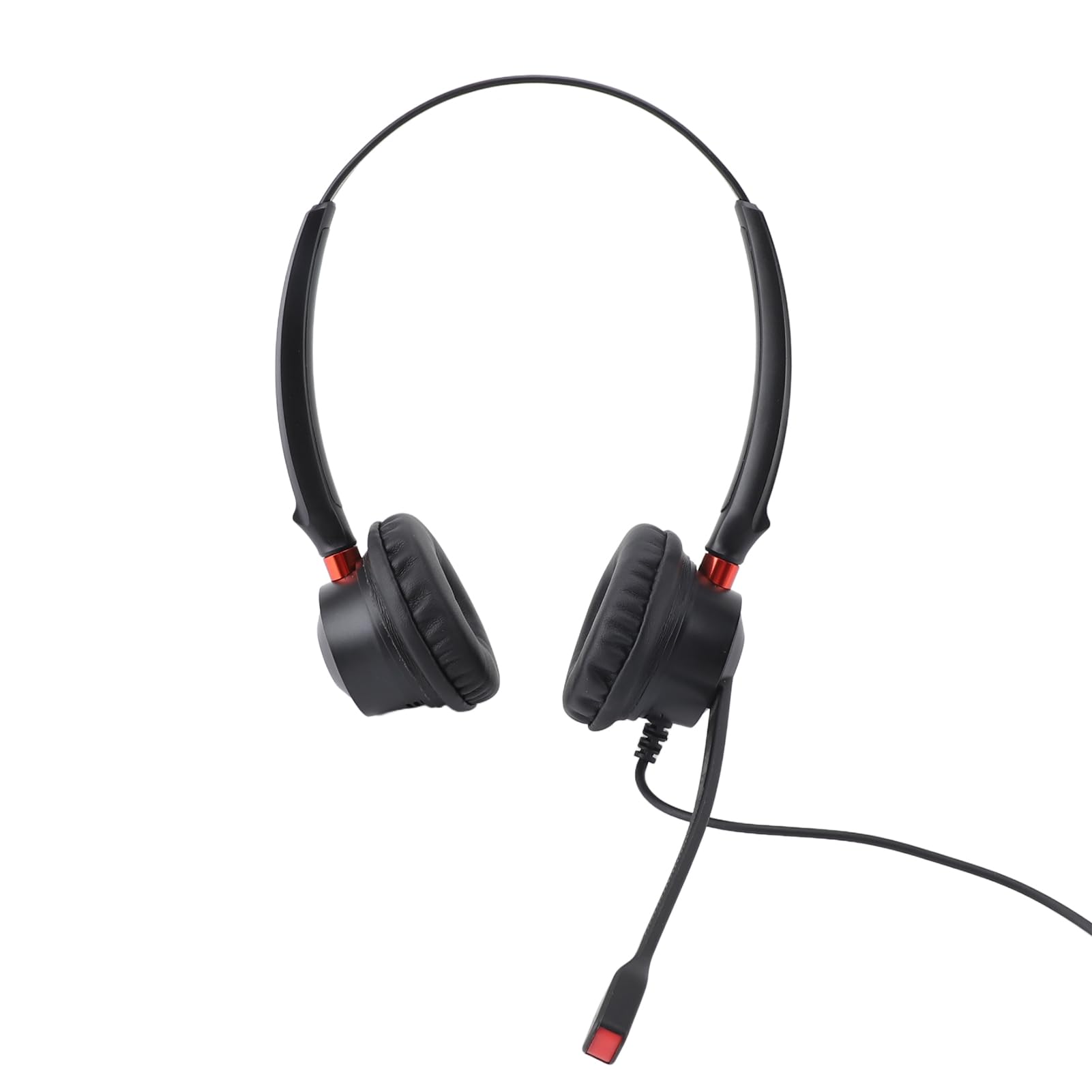 ASHATA Cuffie con microfono a cancellazione del rumore, cuffie per lavoro, supporto binaurale USB a USB C 3,5 mm connettore fisso VoIP auricolare per PC portatile tablet nero