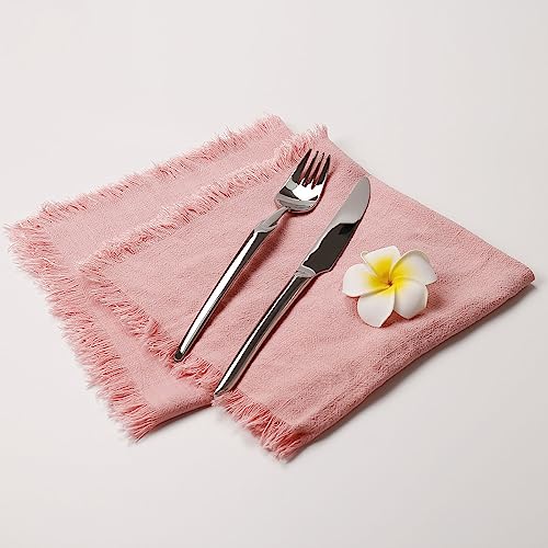 Servilletas de tela de lino rosa set de 8 miniatura 6