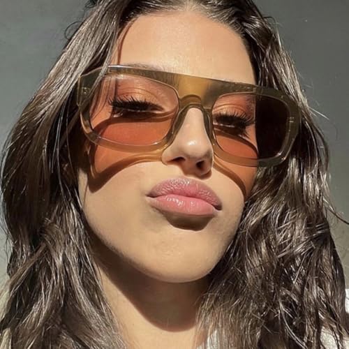 ENTHYI Retro Square Sunglasses for Women Men Trendy Aviator Glasses Fashion 70's Punk Sun Glasses3