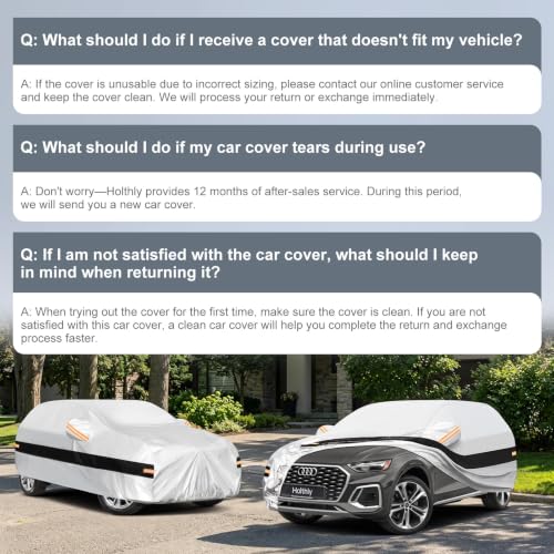 Image of 10 Layers SUV Car Cover Custom Fit for Audi Q5 (2008-2026), Waterproof All Weather for Automobiles, Outdoor Full Cover Sun Dust Rain Protection with Cotton. Silver