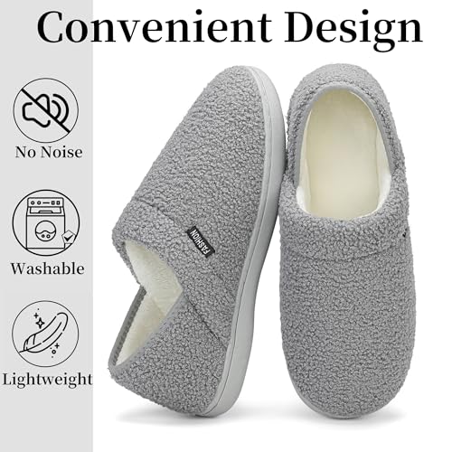 Mens Slippers Womens House Shoes Closed Back House Slippers Warm Fuzzy Slides Indoor Outdoor with Fleece4