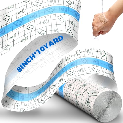 BFONS Tattoo Aftercare Waterproof Bandages Roll 8 Inch x 10 Yard, Transparent Tattoo Cover Up Tape Second Skin Film Wrap Tattoo Supplies for Healing Protective Clear Sterile and Safe Bandages