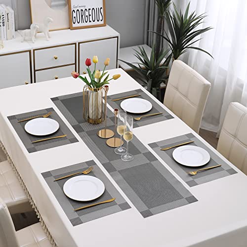 Image of HOKIPO Polyvinyl Chloride Dining Mats with Runner (AR4208) Set of 4