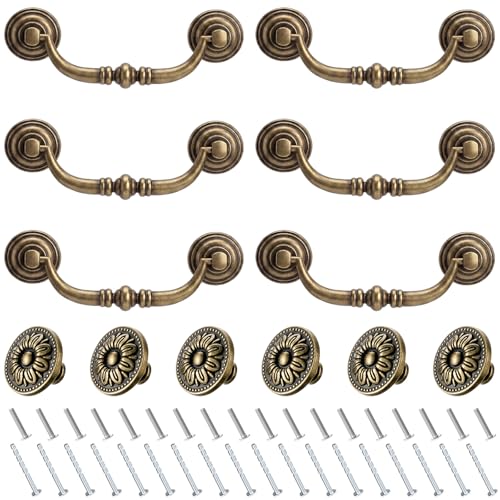 Otoolling 12 Pcs 3.75" Vintage Drop Bail Drawer Pulls Handles Knobs, Round