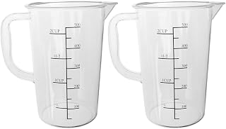 2Pcs Transparent Scaled Measuring Cups with Comfortable Insulated Handle for Kitchen Baking and Milk Measurement Wear-resistant Plastic Household Liquid Holder