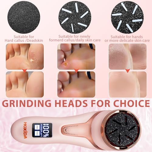 Image of Electric Callus Remover for Feet (with Dander Vacuum Cleaner), Rechargeable Foot Callus Remover Pedicure Tools Foot File, Professional Foot Care Kit Deadskin Remover with 9Heads&2Speed,LCD Display