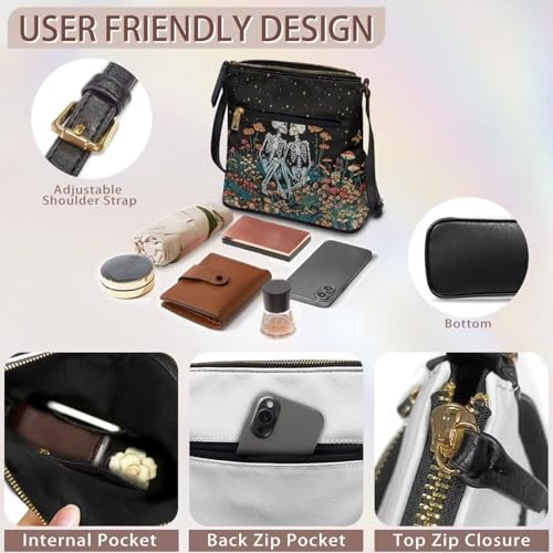 Image of Leather Women Crossbody Hobo Bag Satchel Purse Handbag with Adjustable Shoulder Strap and Zipper Pockets